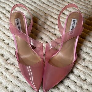 Steve Madden “Vienne” pink, strappy, size 9.5,‎ stiletto heels. Unique. NWOT